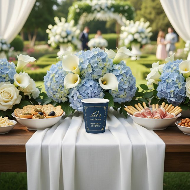 Luxury Navy Gold 80th Birthday Let's Celebrate Paper Cups (Creator Uploaded)