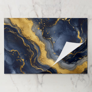 Luxury Navy Gold Abstract Marble Fluid Large Paper Pad
