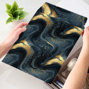 Luxury Navy Gold Fluid Motion Abstract Pattern Envelope Mailers