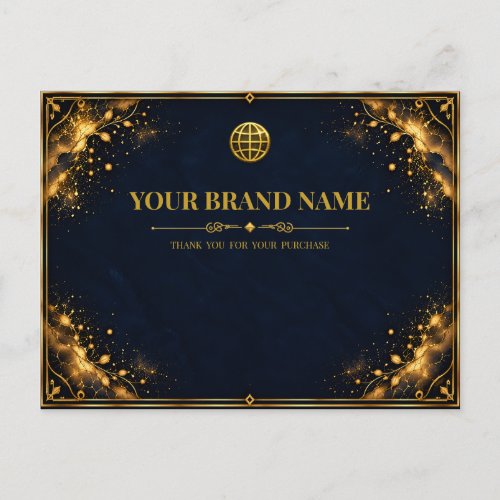 Luxury Navy Gold Jewelry Packing Slip Holiday Postcard