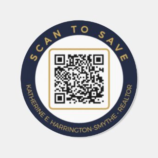 Luxury Navy Gold QR Code Save Contact Realtor Classic Round Sticker