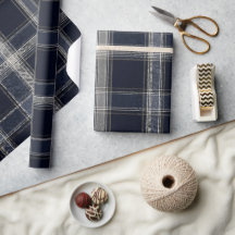 Luxury Navy & Silver Tartan |Elegant Classic Plaid