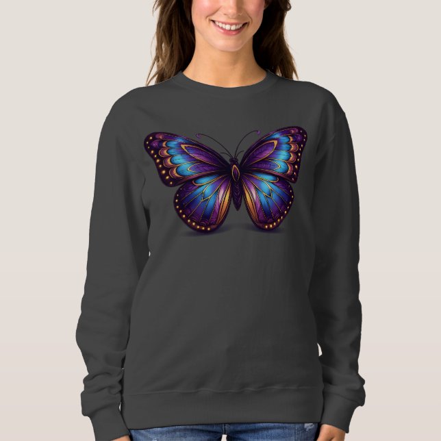 Luxury Neon Butterfly Women’s Sweatshirt (Front)