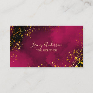 Luxury neon pink black and faux gold foil glitter business card