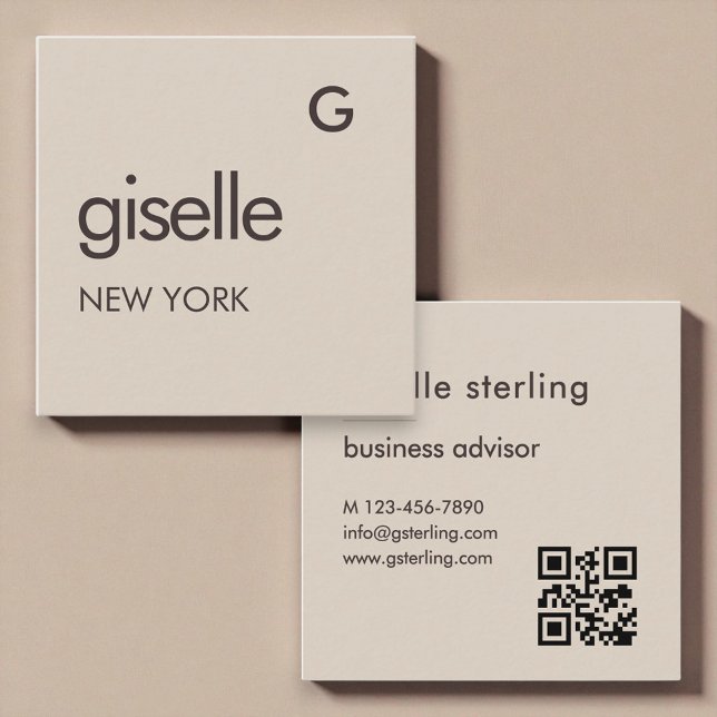 Luxury Neutral QR Code Square Business Card (Creator Uploaded)