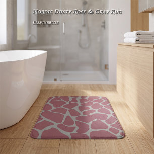 Luxury Nordic Dusty Rose Gray Giraffe Print Bath Mat