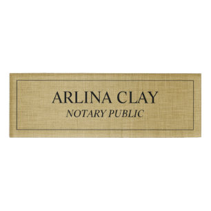Luxury Notary Public Name Badge Gold Linen