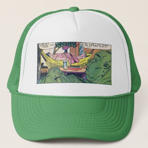 Luxury of Laziness Vintage Comic Panel Trucker Hat