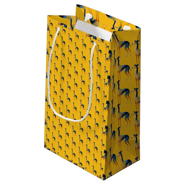 Luxury Oil Painting Greyhound Pattern  Small Gift Bag (Back Angled)
