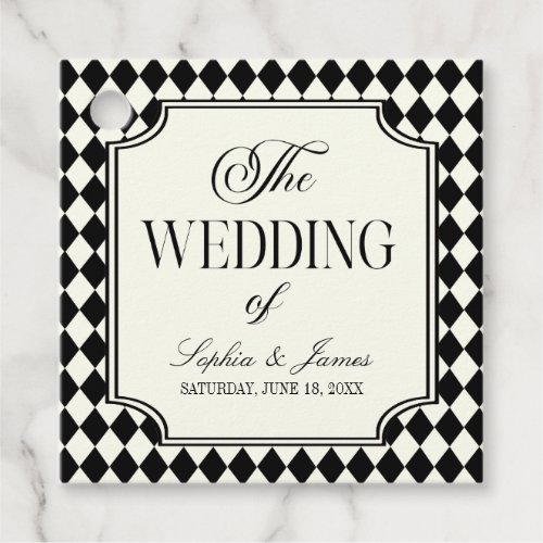 Luxury Old Money Black Ivory Vintage Wedding Favor Tags