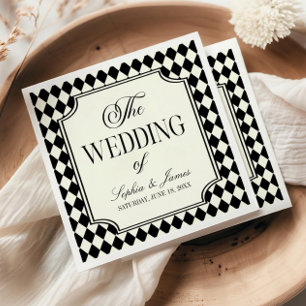 Luxury Old Money Black Ivory Vintage Wedding Napkins