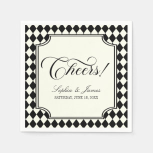 Luxury Old Money Black Ivory Vintage Wedding Napkins