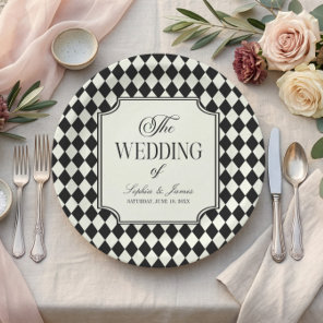 Luxury Old Money Black Ivory Vintage Wedding Paper Plates