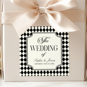 Luxury Old Money Black Ivory Vintage Wedding Square Sticker