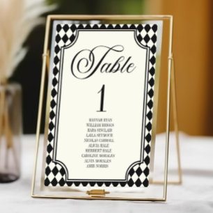 Luxury Old Money Black Ivory Vintage Wedding Table Number