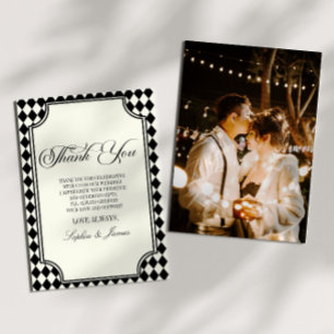 Luxury Old Money Black Ivory Vintage Wedding Thank You Card
