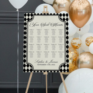 Luxury Old Money Black Wedding Seating Chart Foam Board