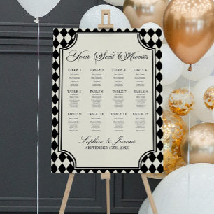 Luxury Old Money Black Wedding Seating Chart Foam Board