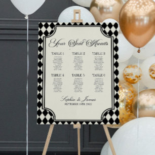 Luxury Old Money Black Wedding Seating Chart Foam Board