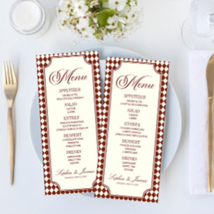 Luxury Old Money Burgundy Ivory Vintage Wedding Menu