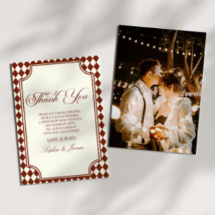 Luxury Old Money Burgundy Ivory Vintage Wedding Thank You Card