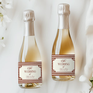 Luxury Old Money Burgundy Vintage Wedding Sparkling Wine Label
