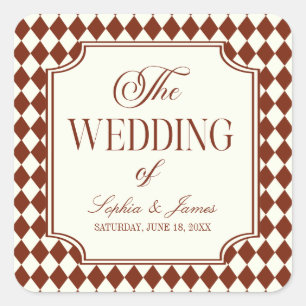 Luxury Old Money Burgundy Vintage Wedding Square Sticker