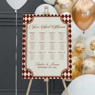 Luxury Old Money Burgundy Wedding Seating Chart Foam Board