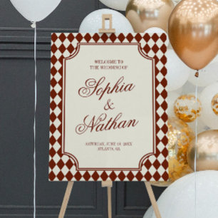 Luxury Old Money Burgundy Wedding Welcome Sign