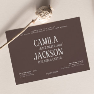 Luxury Old Money Chocolate Brown Wedding  Invitation