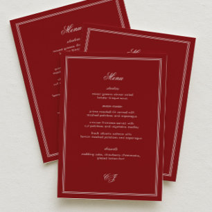 Luxury Old Money Maroon Wedding Menu