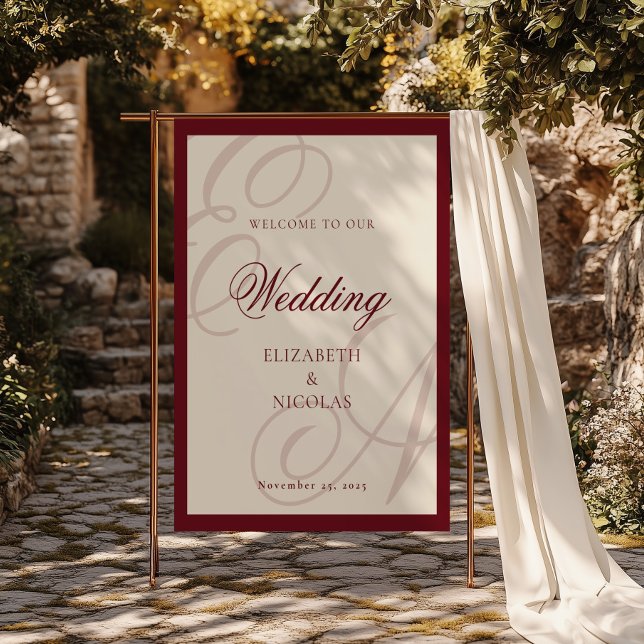 Luxury Old Money Monogram Wedding Welcome Foam Board (Creator Uploaded)