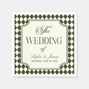 Luxury Old Money Olive Green Ivory Vintage Wedding Napkins