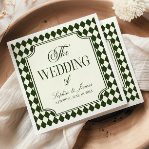 Luxury Old Money Olive Green Ivory Vintage Wedding Napkins
