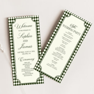 Luxury Old Money Olive Green Ivory Vintage Wedding Program
