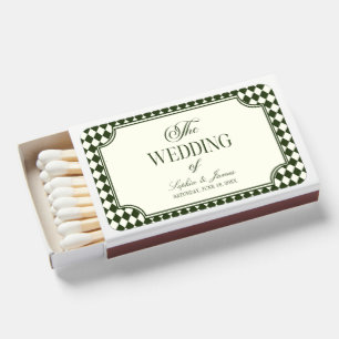Luxury Old Money Olive Green Vintage Wedding Matchboxes