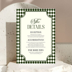 Luxury Old Money Olive Green Wedding Details Enclosure Card
