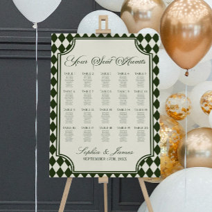 Luxury Old Money Olive Green Wedding Seating Chart Foam Board