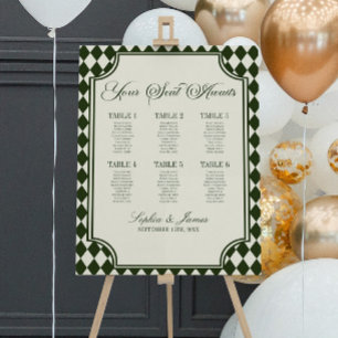 Luxury Old Money Olive Green Wedding Seating Chart Foam Board