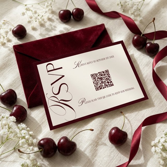 Luxury Old Money Red Beige RSVP Card (Creator Uploaded)