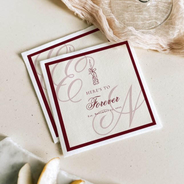 Luxury Old Money Retro Monogram Wedding Napkins (Creator Uploaded)