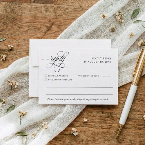 Luxury Old Money Wedding Meal Choice RSVP Card