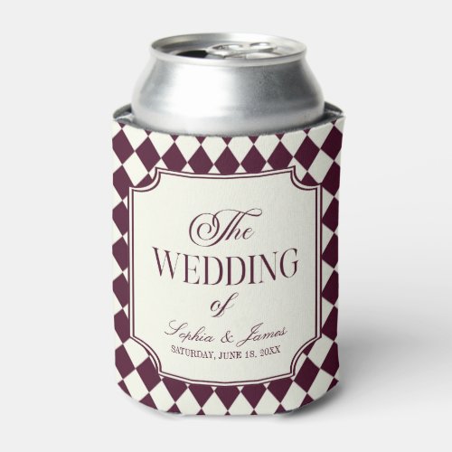 Luxury Old Money Wine Ivory Vintage Wedding Can Cooler