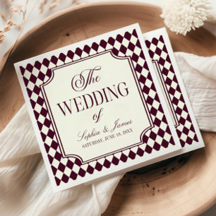 Luxury Old Money Wine Ivory Vintage Wedding Napkins