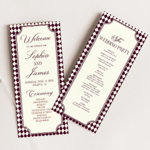 Luxury Old Money Wine Ivory Vintage Wedding Program