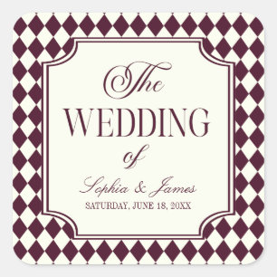 Luxury Old Money Wine Ivory Vintage Wedding Square Sticker