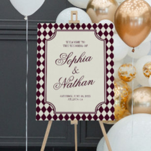 Luxury Old Money Wine Ivory Wedding Welcome Sign
