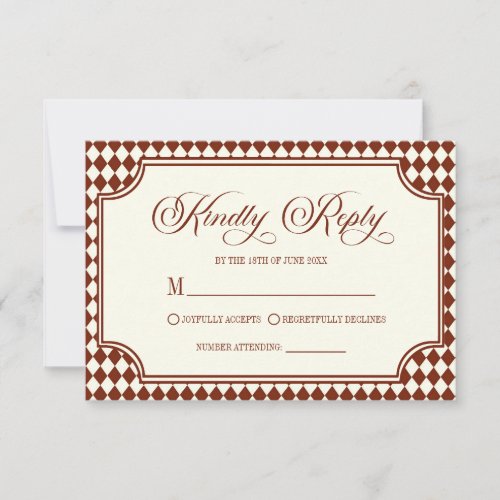 Luxury Old Money Wine Vintage Ivory Wedding RSVP Card
