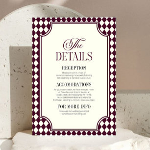 Luxury Old Money Wine Vintage Wedding Details Enclosure Card