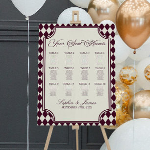 Luxury Old Money Wine Wedding Seating Chart Foam Board